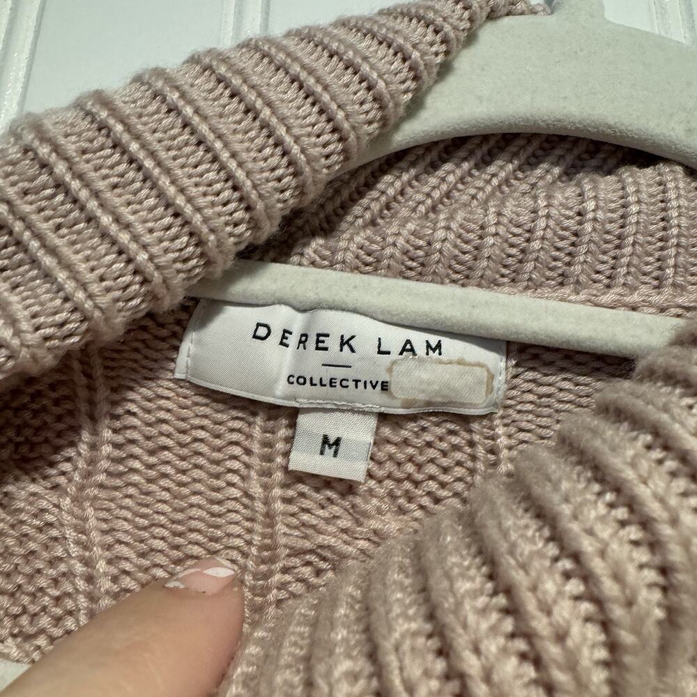 Derek Lam Pippa Lace Up Turtlneck Sweater Pink Cableknit Size Medium - Picture 4 of 6